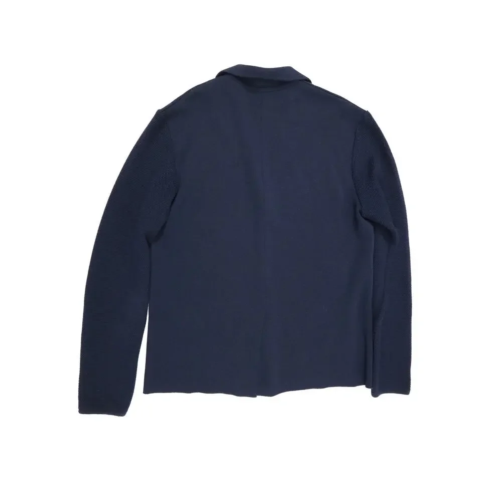 Quiet Luxury European Wool Knit Blazer Cardigan Cortigiano in Bottega Navy Small